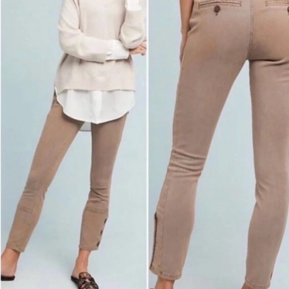 By Anthropologie Ona Skinny Leg Utility Pants Button Ankle Size 26